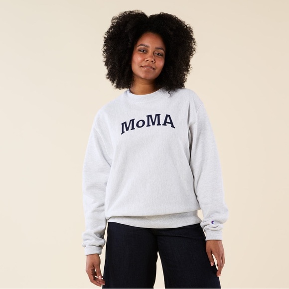 Champion Tops - Champion Crewneck Sweatshirt MoMA Edition Size Small Gray Navy Blue Collectable